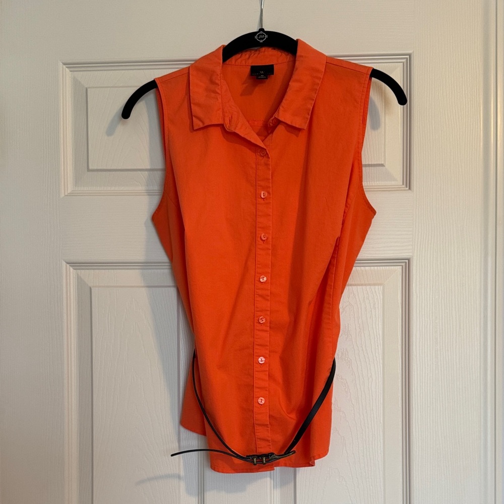 Worthington Vibrant Orange Sleeveless Button-Down Shirt